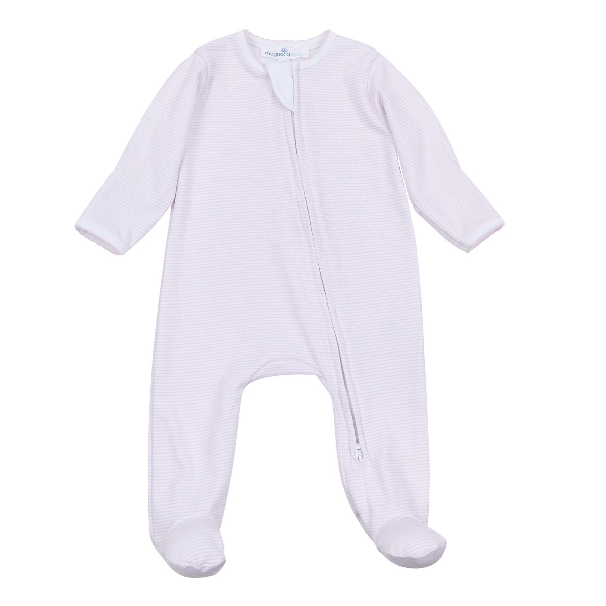 Mini Stripes Pink Zip Footie