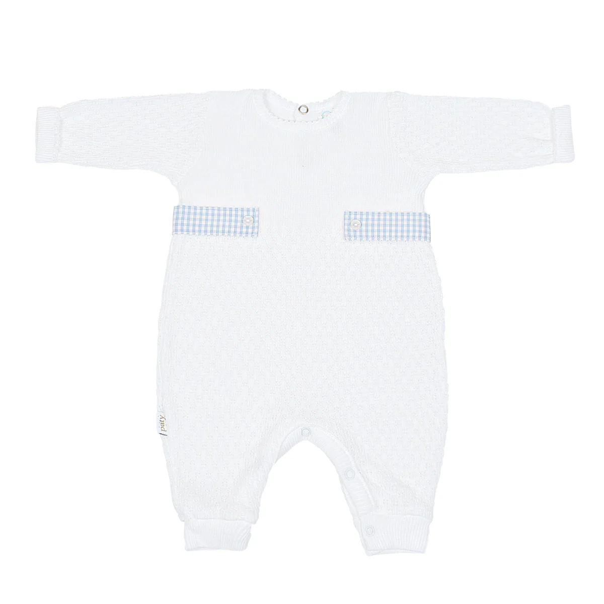 Paty Long Sleeve Romper with Gingham Tabs
