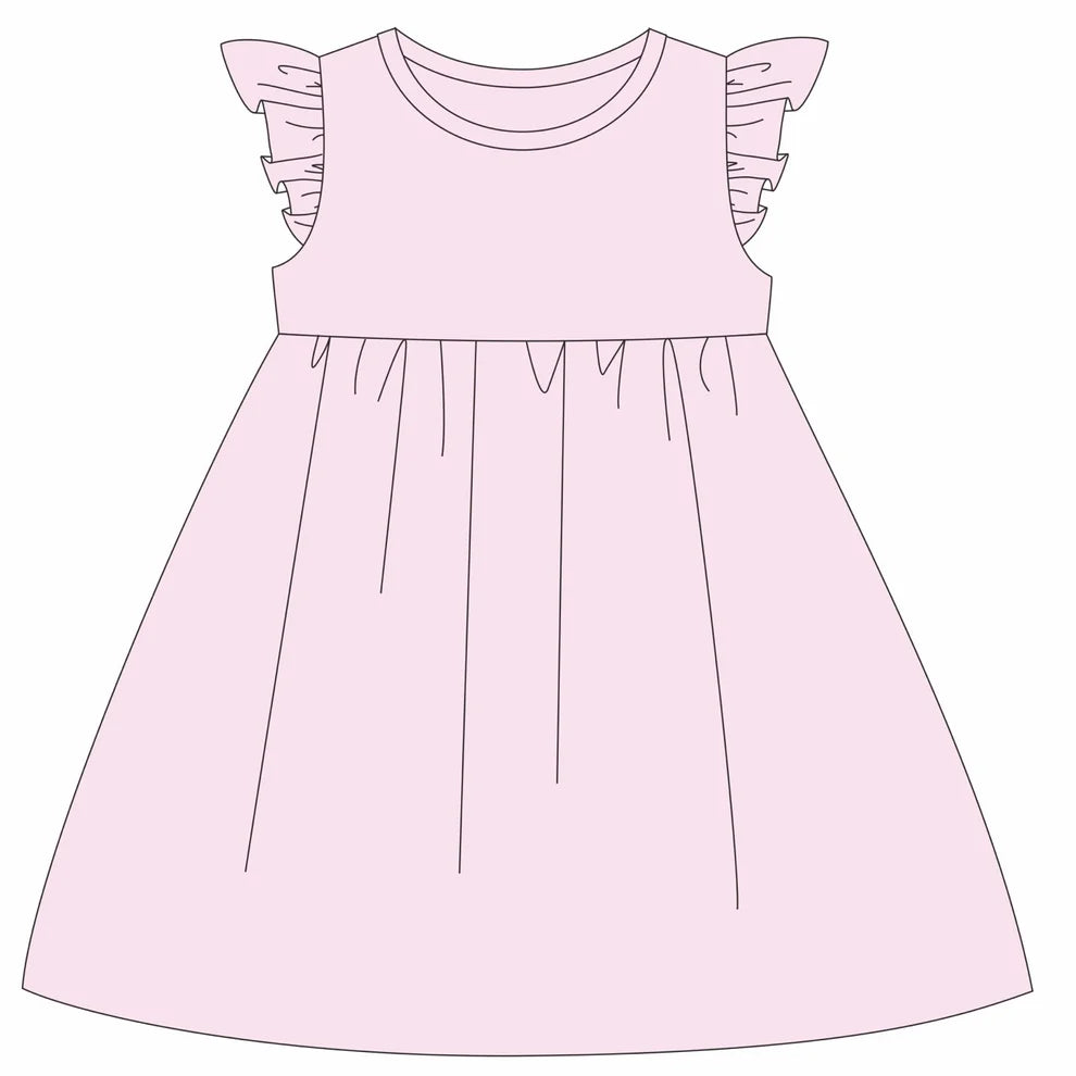 Pink ruffle sleeve dress- IN STOCK