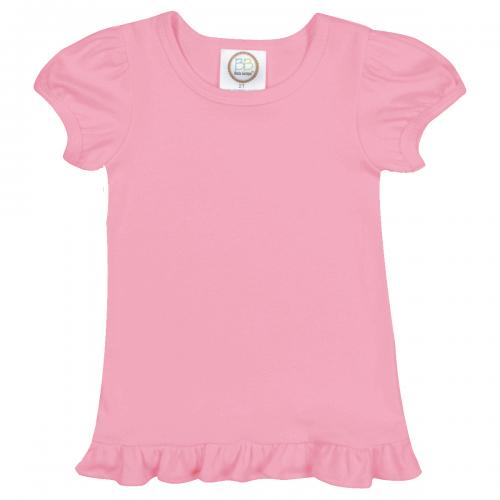 Girl's Short Sleeve Ruffle Tee - Pinks and Purple