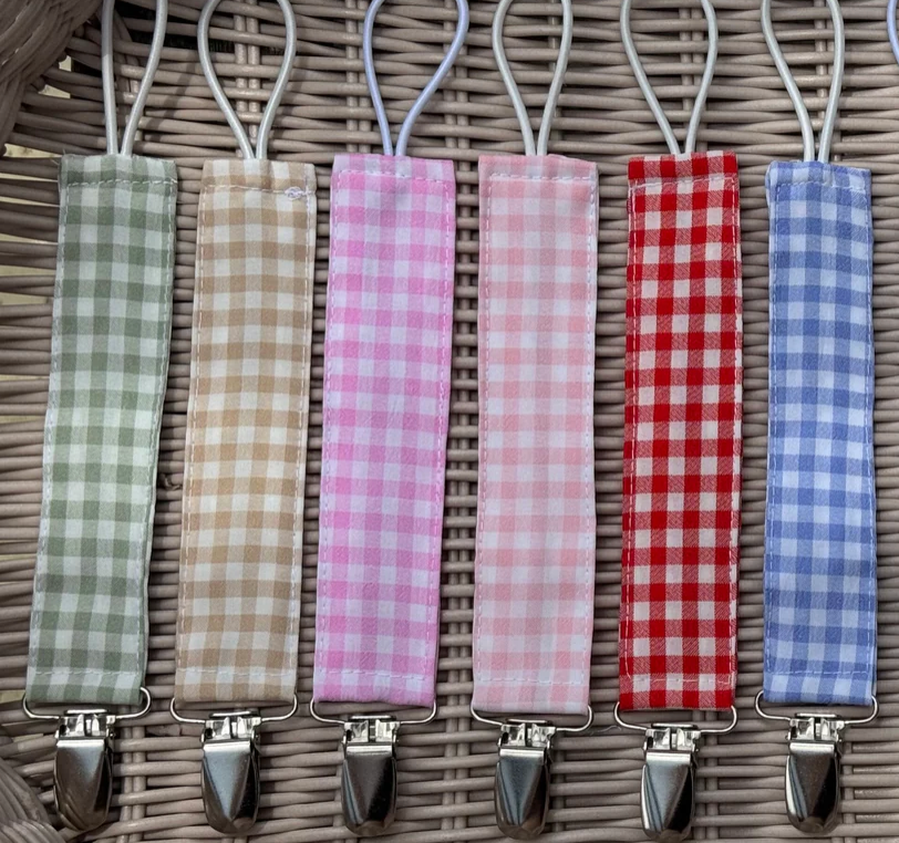 Gingham pacifier clip- IN STOCK