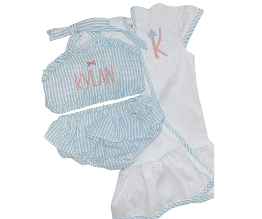 Seersucker Ruffle Two Piece Bikini