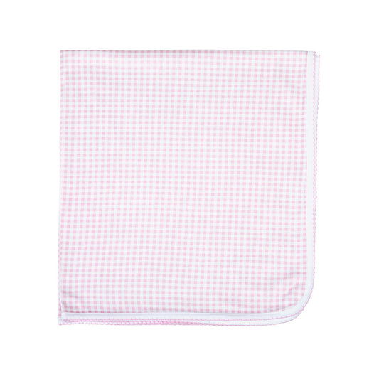 Mini Checks Pink Receiving Blanket