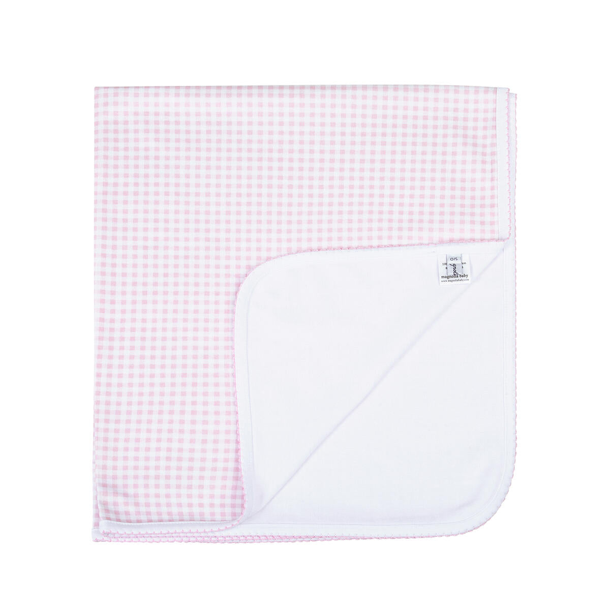 Mini Checks Pink Receiving Blanket