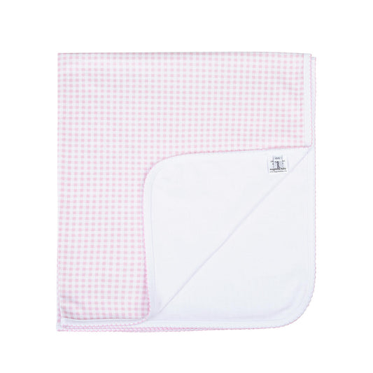 Mini Checks Pink Receiving Blanket