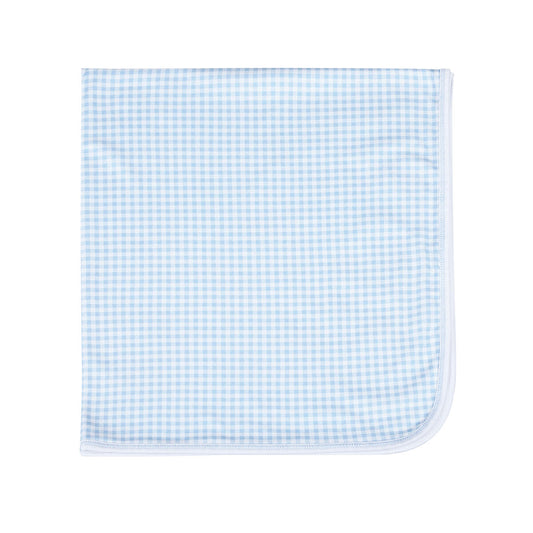 Mini Checks Blue Receiving Blanket