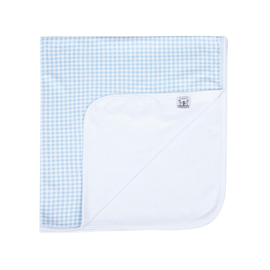 Mini Checks Blue Receiving Blanket