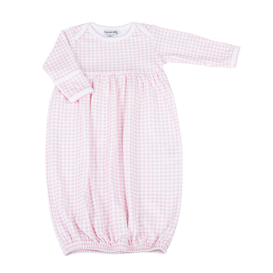 Mini Checks Pink Gathered Gown