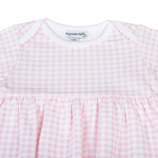 Mini Checks Pink Gathered Gown