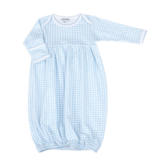 Mini Checks Blue Gathered Gown