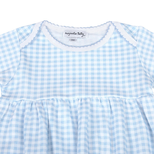 Mini Checks Blue Gathered Gown