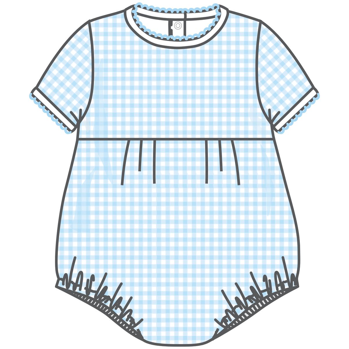 Mini Checks Light Blue S/S Boy Bubble