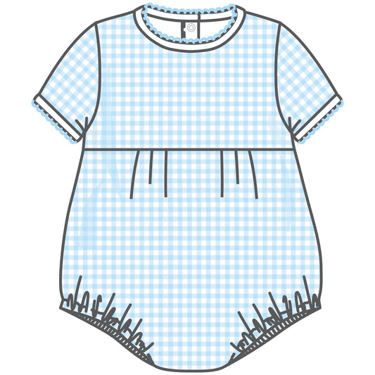 Mini Checks Light Blue S/S Boy Bubble