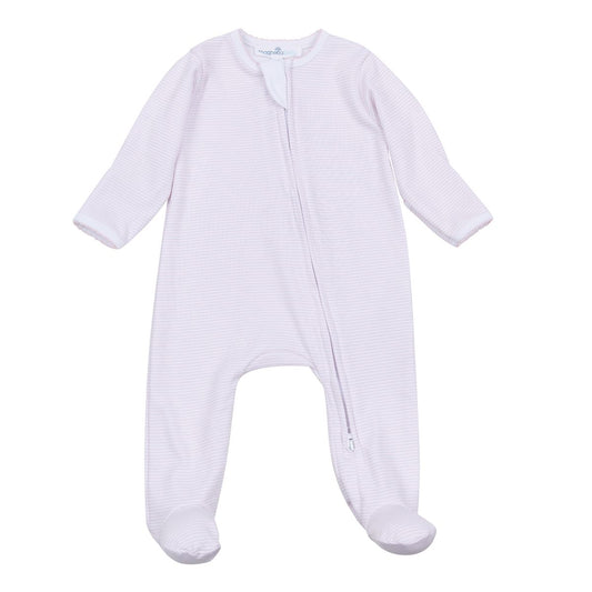 Mini Stripes Pink Zip Footie