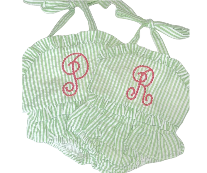 Seersucker Ruffle Two Piece Bikini