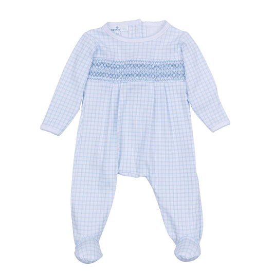 Peek-A-Boo Wishes Light Blue Smocked Footie