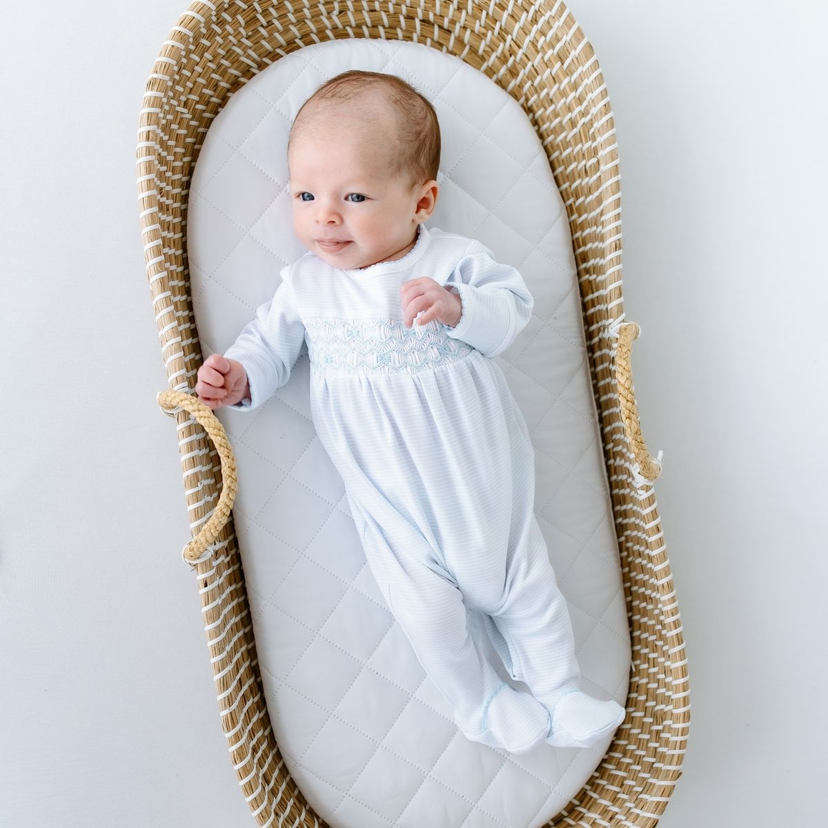 Julia and Jacob's Classics Light Blue Smocked Boy Footie