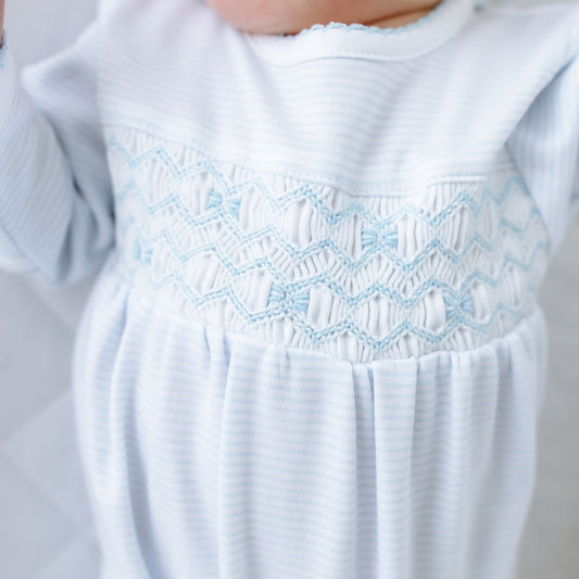 Julia and Jacob's Classics Light Blue Smocked Boy Footie