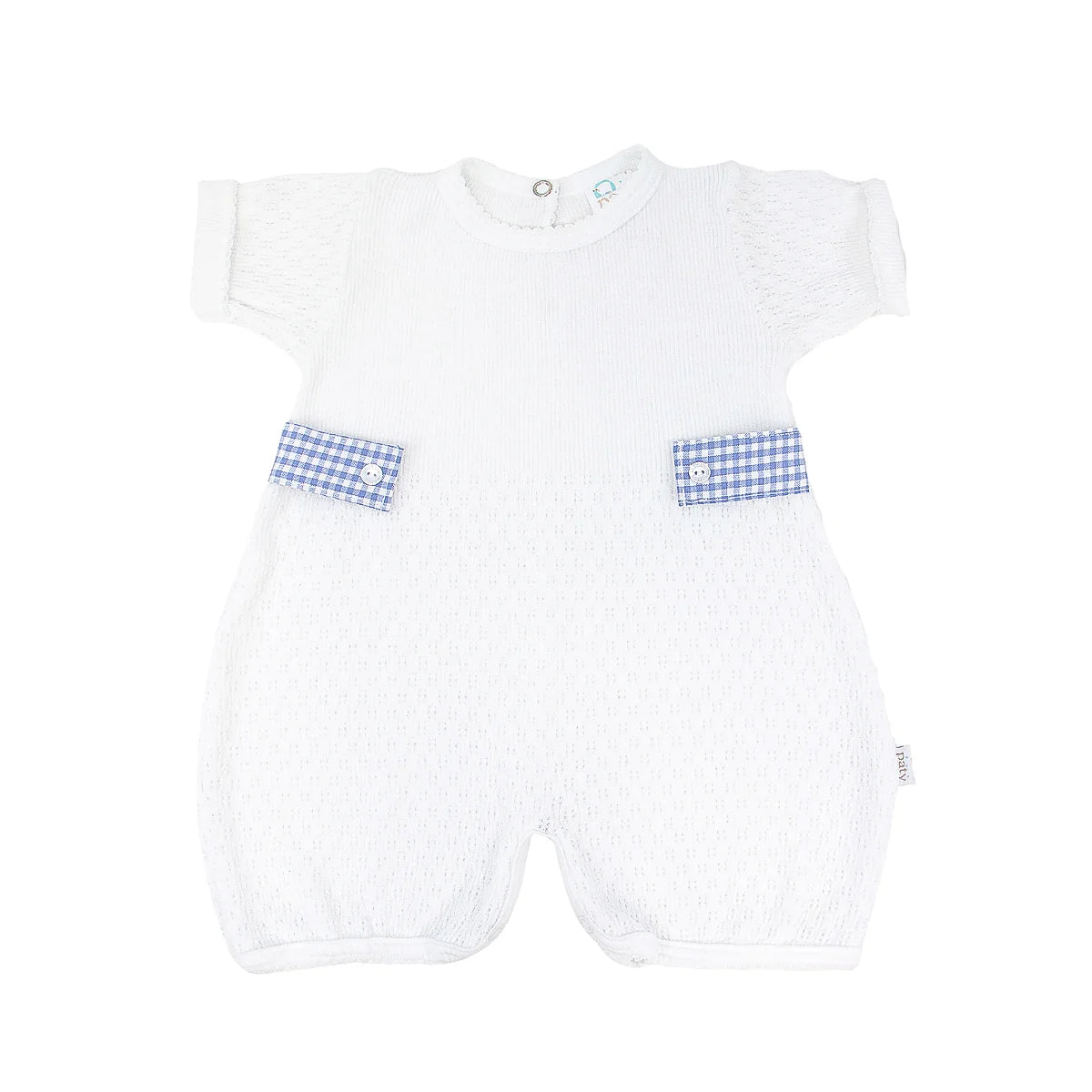 Paty Knit Baby Bubble with Gingham Side Tabs