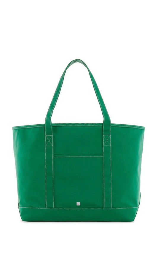 TRVL MAXI TOTE KELLY GREEN COATED CANVAS