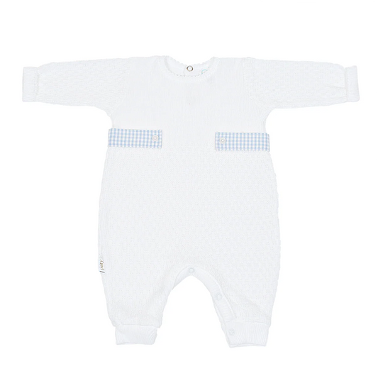 Paty Long Sleeve Romper with Gingham Tabs