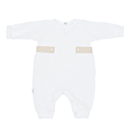 Paty Long Sleeve Romper with Gingham Tabs
