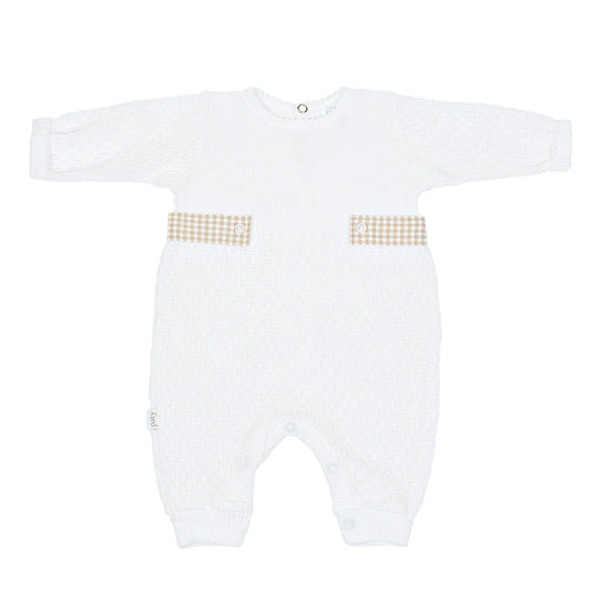Paty Long Sleeve Romper with Gingham Tabs