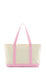TRVL MEDIUM TOTE - COATED CANVAS NATURAL WITH PINK GINGHAM TRIM