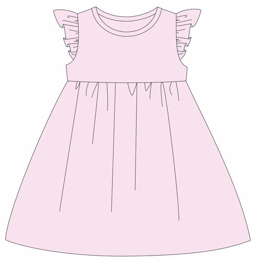 Pink ruffle sleeve dress- IN STOCK