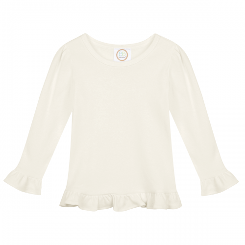 Girl's Long Sleeve Ruffle Tee - Basic Colors