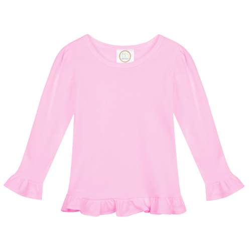 Girl's Long Sleeve Ruffle Tee - Pinks and Purple