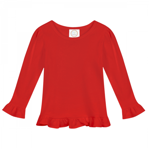 Girl's Long Sleeve Ruffle Tee - Basic Colors
