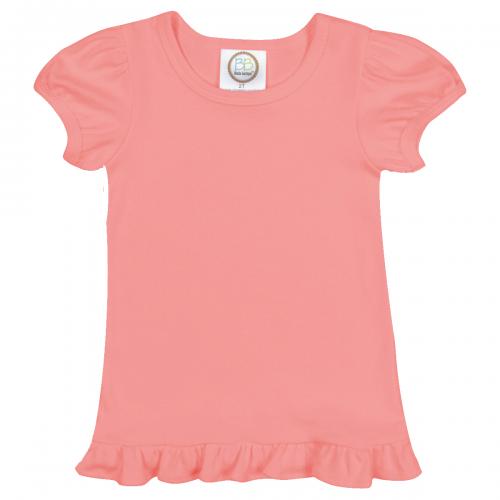 Girl's Short Sleeve Ruffle Tee - Pinks and Purple