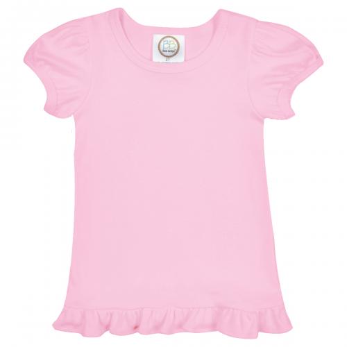 Girl's Short Sleeve Ruffle Tee - Pinks and Purple