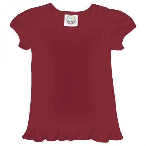 Girl's Short Sleeve Ruffle Tee - Basic Colors