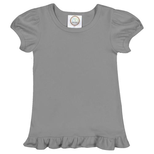 Girl's Short Sleeve Ruffle Tee - Basic Colors