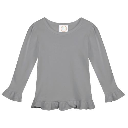 Girl's Long Sleeve Ruffle Tee - Basic Colors