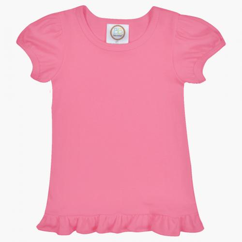 Girl's Short Sleeve Ruffle Tee - Pinks and Purple