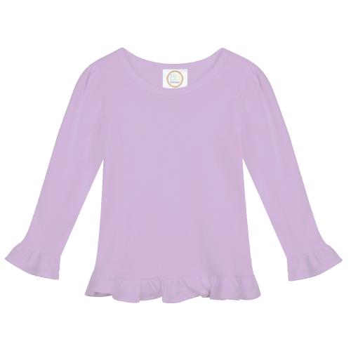 Girl's Long Sleeve Ruffle Tee - Pinks and Purple