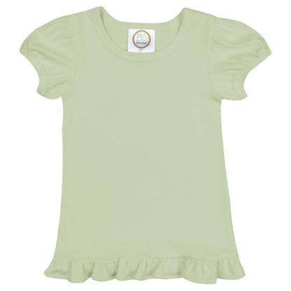 Girl's Short Sleeve Ruffle Tee - Greens and Blues