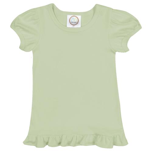 Girl's Short Sleeve Ruffle Tee - Greens and Blues