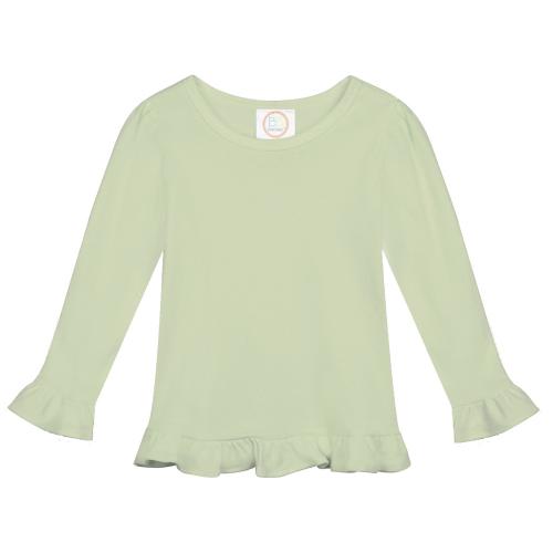 Girl's Long Sleeve Ruffle Tee - Greens and Blues