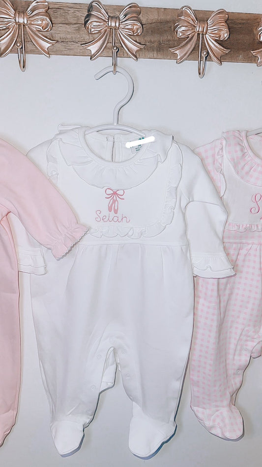 Ruffle collar with bib detailed footie