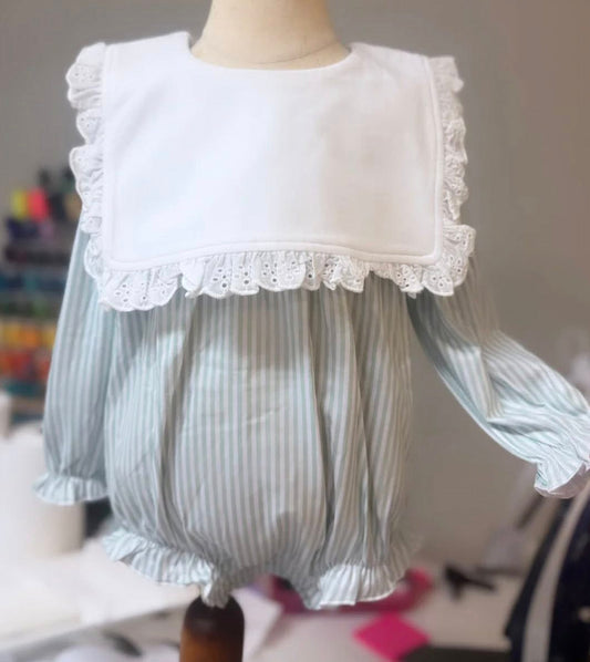 Girls sage romper/ dress- IN STOCK