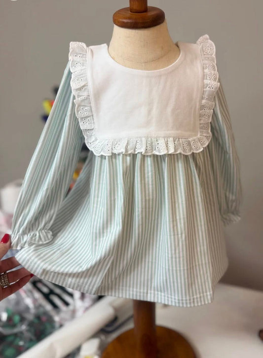 Girls sage romper/ dress- IN STOCK