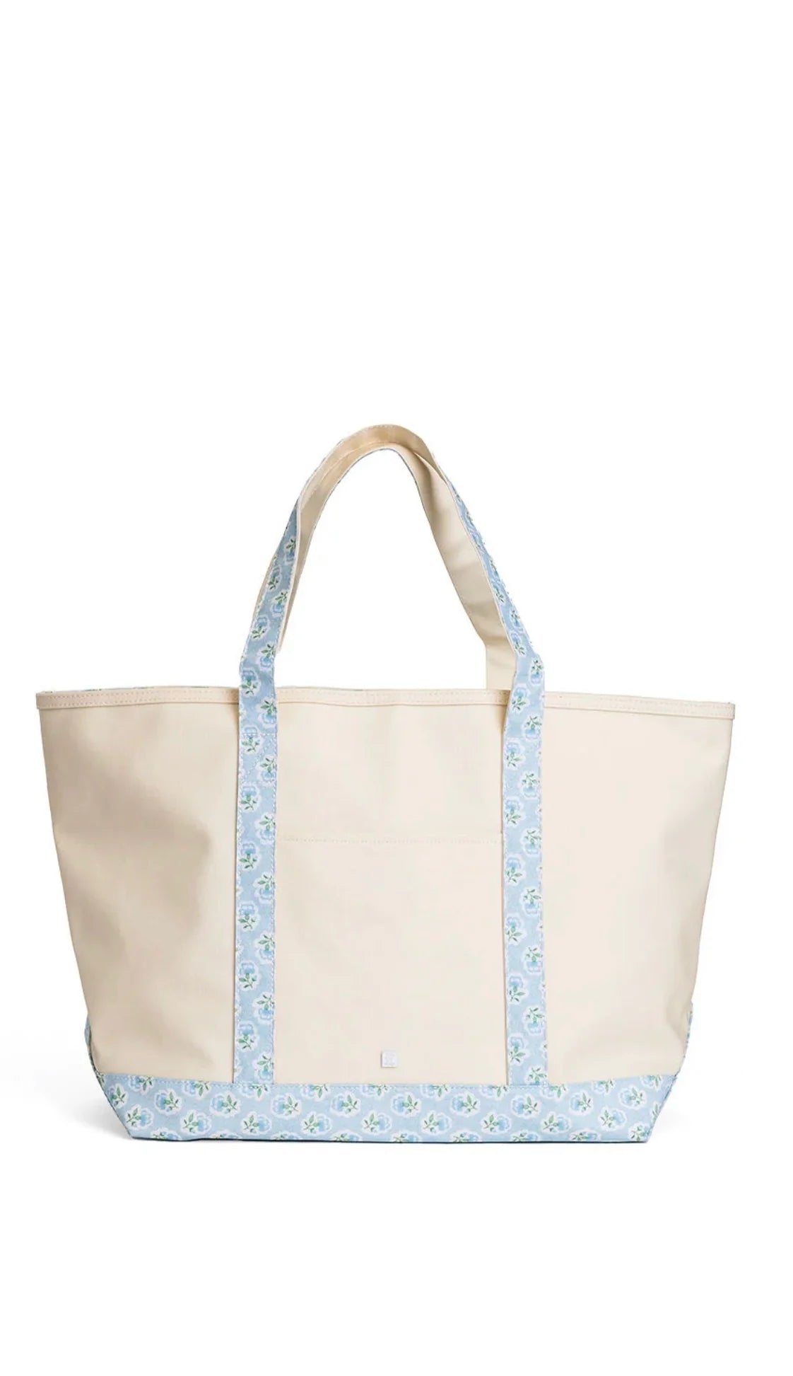 TRVL MAXI TOTE NATURAL WITH PETITE FLEUR BLUE TRIM