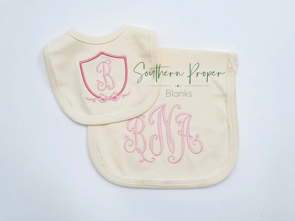 Picot Trim Burp Cloth- IN STOCK