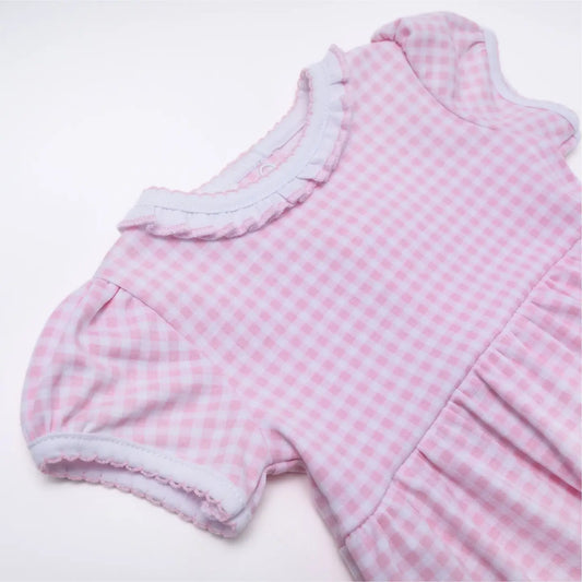 Mini Checks Pink Ruffle Bubble