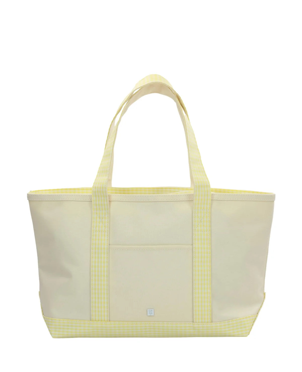 TRVL MEDIUM TOTE - COATED CANVAS NATURAL WITH GINGHAM BUTTERCUP TRIM