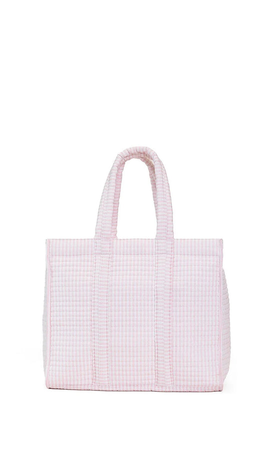 QUILTED GO GO TOTE - PIMLICO STRIPE PINK